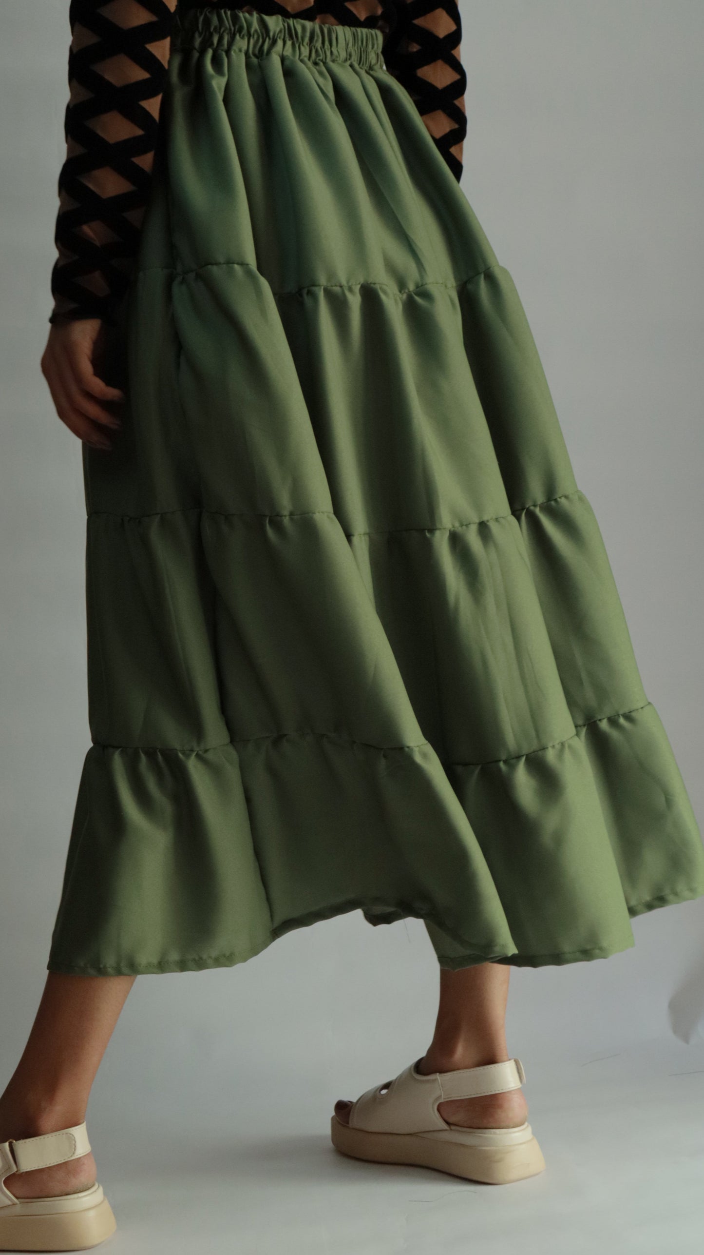 Tiered Midi Skirt