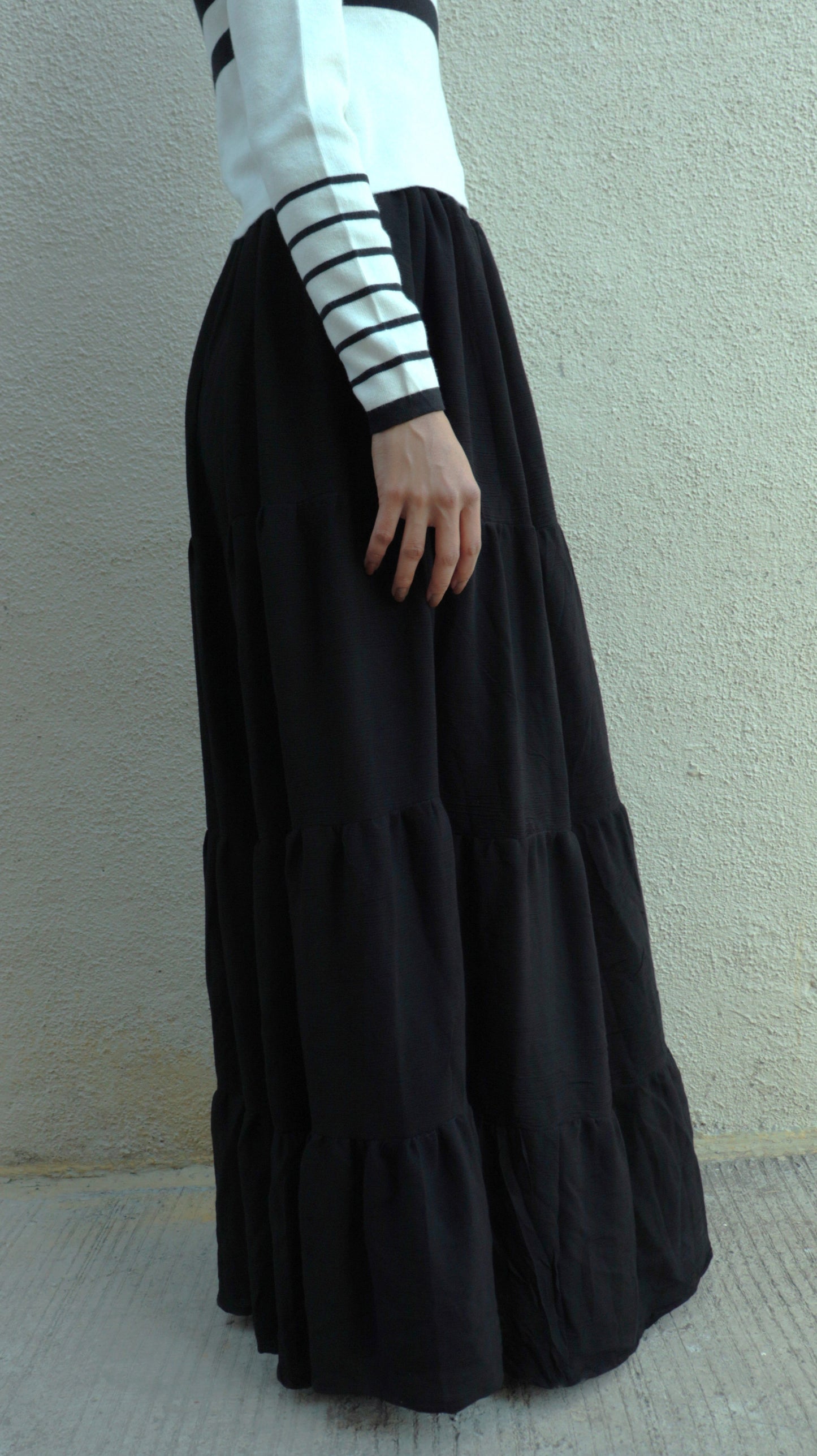 Rayon Crepe Tiered Maxi skirt